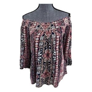 Lucky Brand On or Off-Shoulder Patterned Top